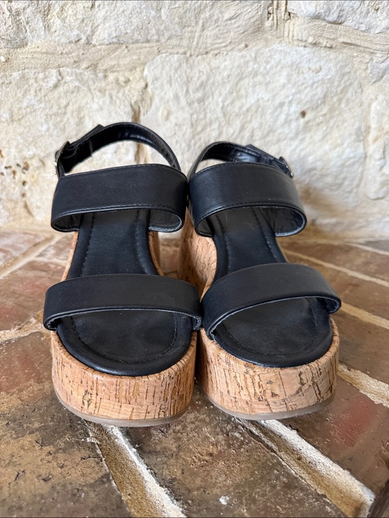 Charlotte Russe Shoes - Charlotte Russe Black Cork Platform Sandals - Women's Comfortable Summer Wedges